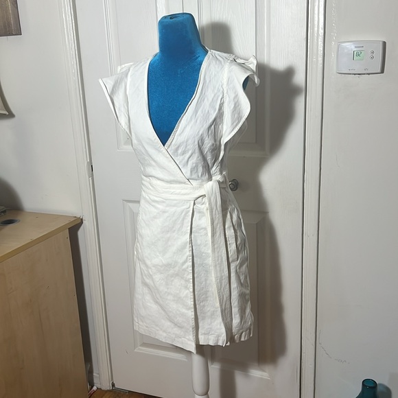 A.L.C. Linen Wrap Dress Women’s 4 Small - Picture 4 of 8